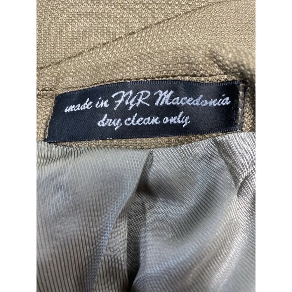 Andrew Fezza 3 Button Golden Brown Silk Super 100s Wool Jacket Blazer 42L READ